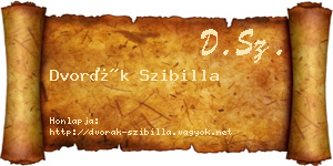 Dvorák Szibilla névjegykártya